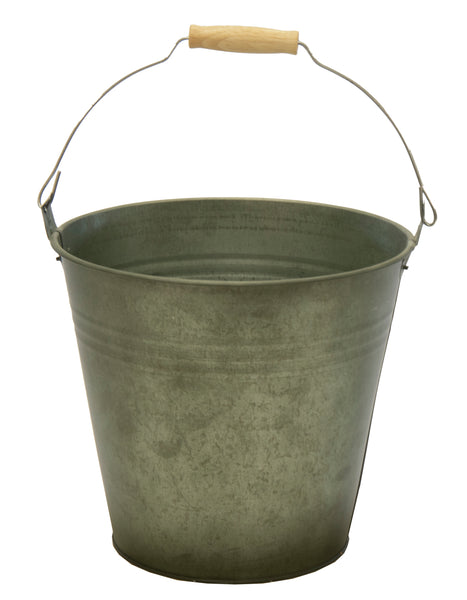 Zinc Vintage Green Bucket Wooden Handle D25H22